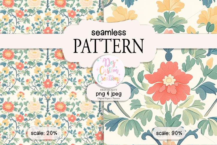 Vintage Florals Seamless Pattern - Digital paper