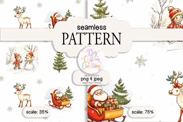 Vintage Christmas Seamless Pattern - Digital Paper