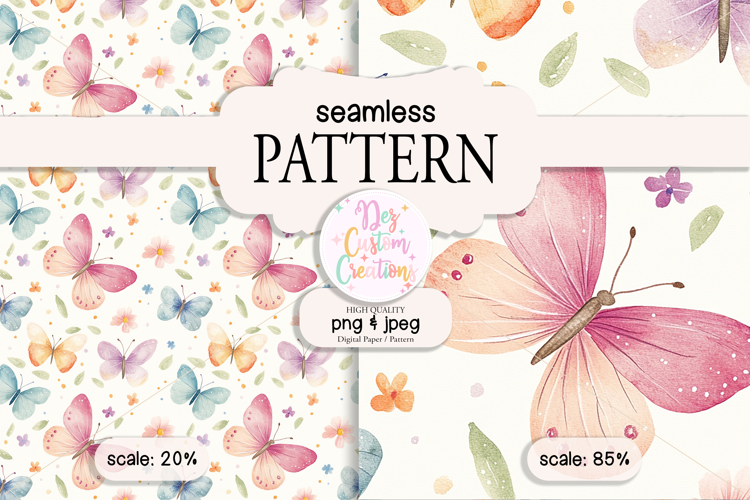 Watercolor Butterflies Seamless Pattern - Digital Paper