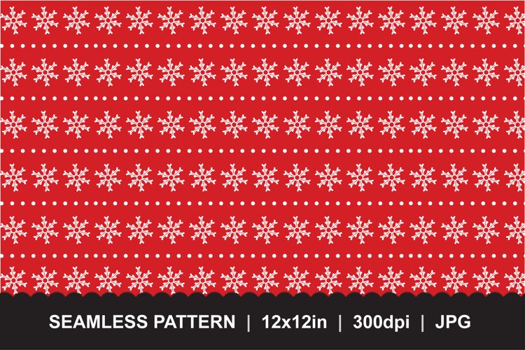 Red Christmas Snowflake Seamless Pattern JPG example image 1