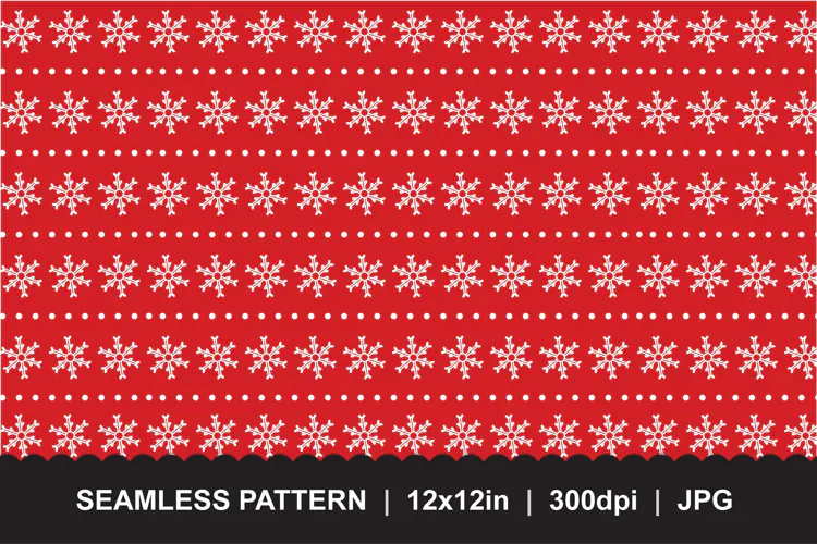 Red Christmas Snowflake Seamless Pattern JPG