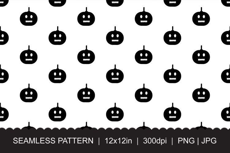 Black Pumpkin Seamless Pattern PNG JPG