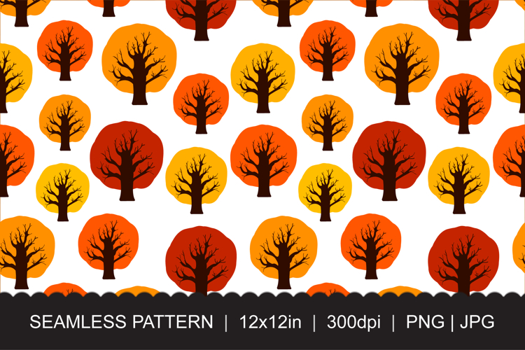 Autumn Trees Seamless Pattern PNG JPG