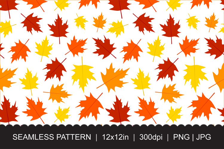 Autumn Maple Leaves Seamless Pattern PNG JPG