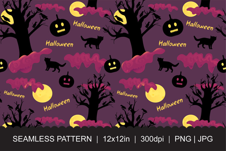 Spooky Halloween Seamless Pattern JPG PNG example image 1