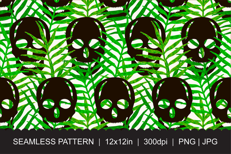 Skull Seamless Pattern PNG JPG example image 1