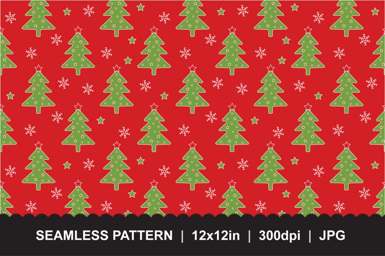 Christmas Tree Red Seamless Pattern JPG example image 1