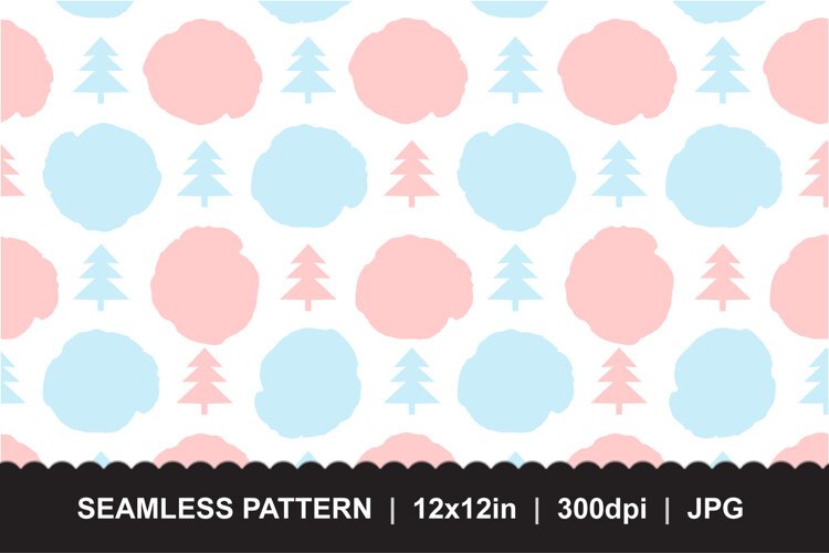 Pink Blue Christmas Tree Seamless Pattern JPG example image 1