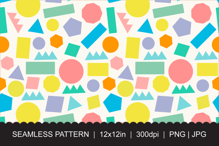 Pastel Geometric Shapes Pattern PNG JPG