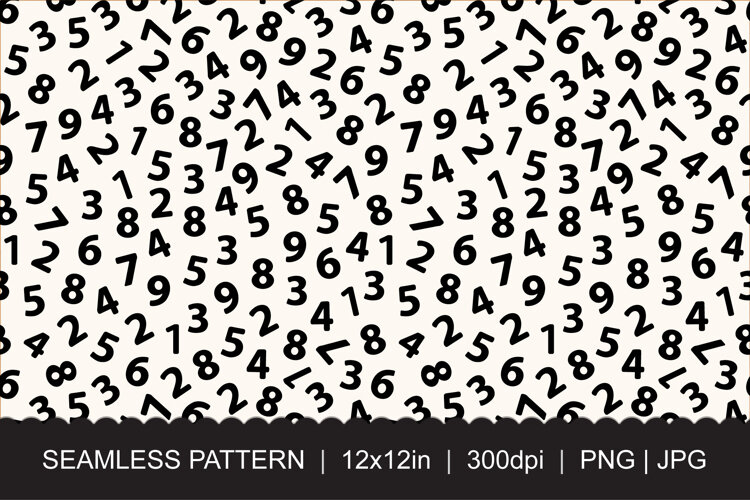Black Numbers Seamless Pattern PNG JPG example image 1