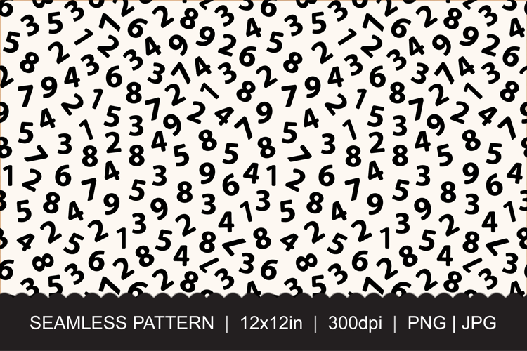 Black Numbers Seamless Pattern PNG JPG