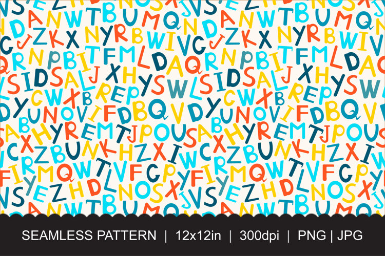Colorful Alphabet Seamless Pattern PNG JPG example image 1