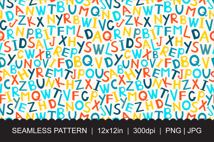 Colorful Alphabet Seamless Pattern PNG JPG
