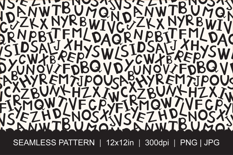 Black Alphabet Seamless Pattern PNG JPG