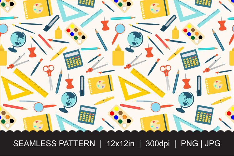 Back to School Pattern Seamless PNG JPG example image 1