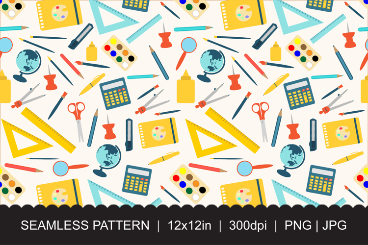 Back to School Pattern Seamless PNG JPG