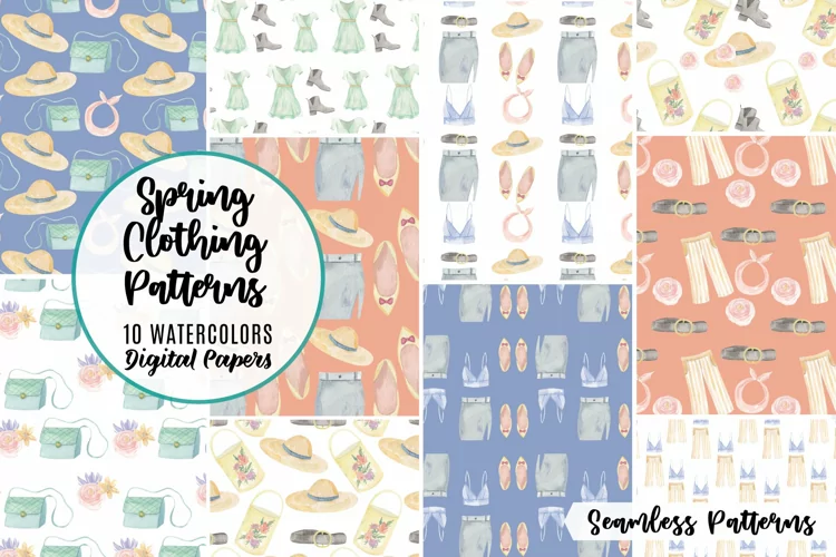 Clothing Spring Summer Patterns Seamless Watercolour Holiday