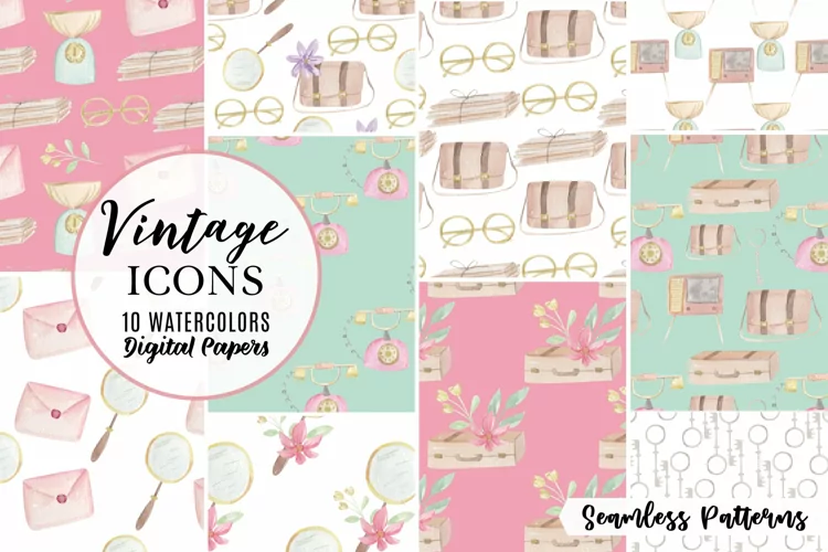 Vintage Patterns Seamless Watercolour Old Fashioned Phone