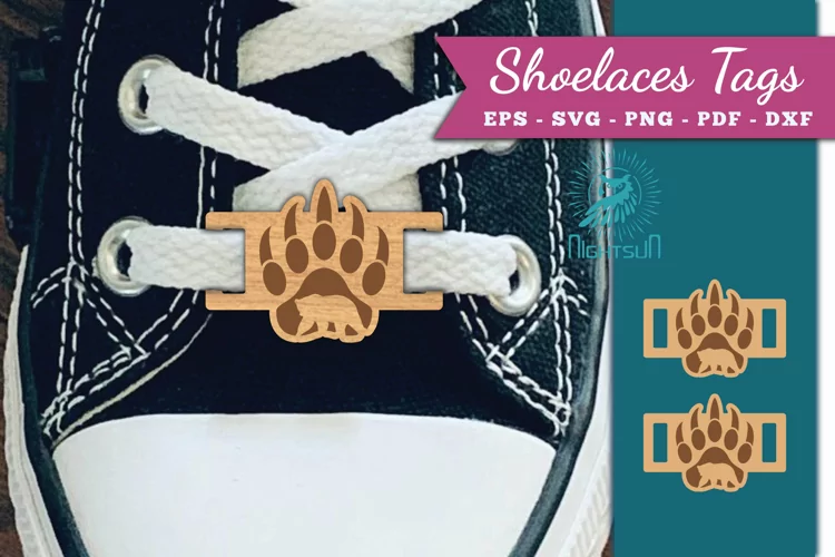 Paw Bear Shoelaces Tags Laser Cut SVG