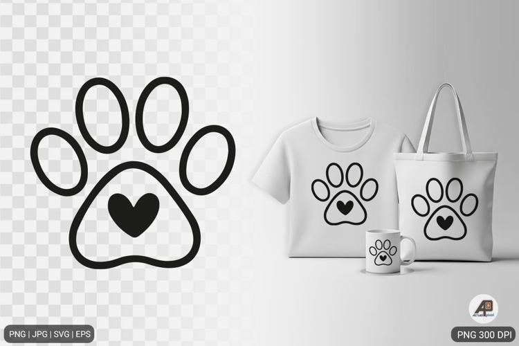 Paw Heart Shape SVG PNG