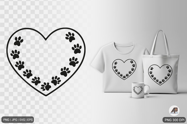 Paw Heart Shape SVG PNG
