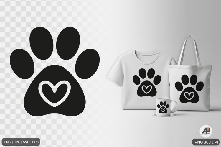 Paw Heart Shape SVG PNG