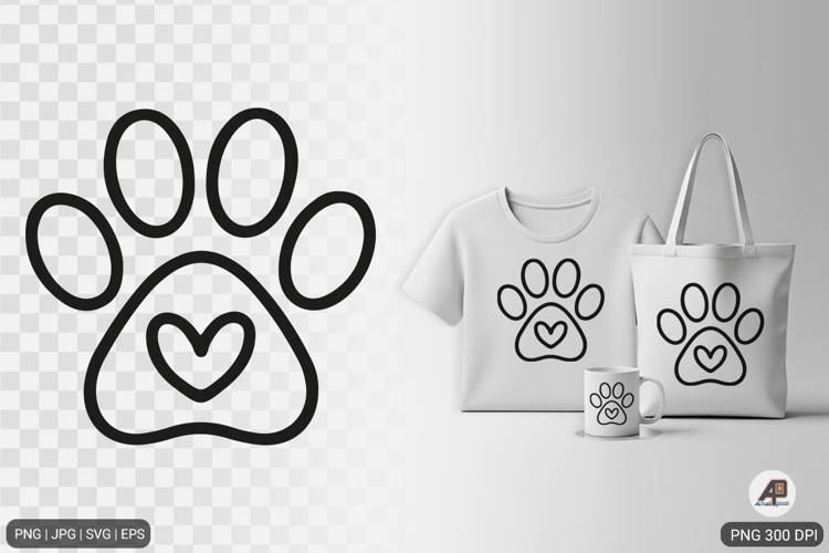 Paw Heart Shape SVG PNG