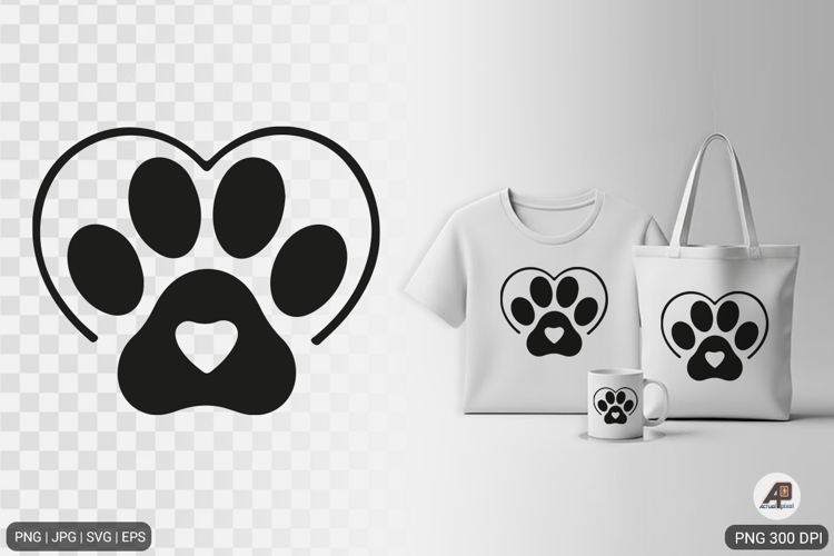 Paw Heart Shape SVG PNG