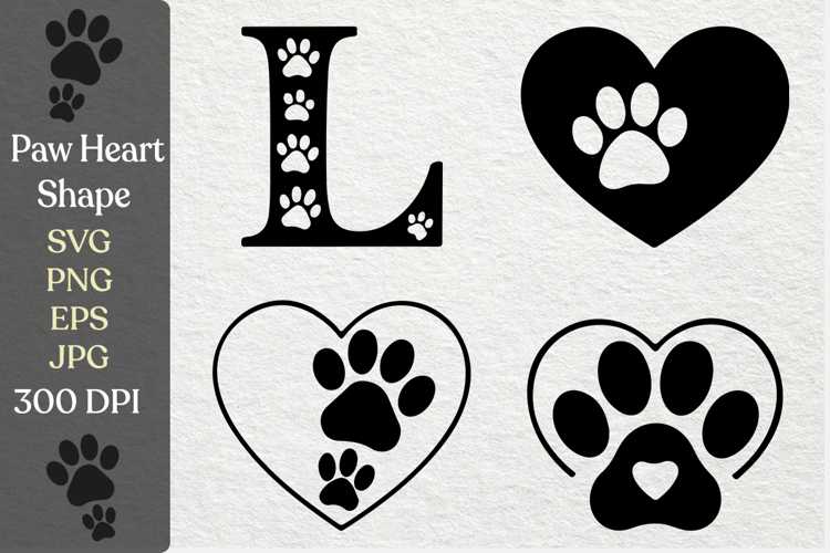 Paw Heart Shapes SVG PNG