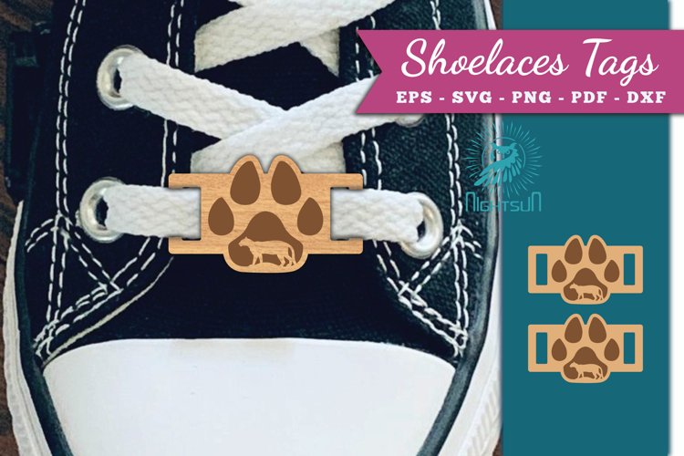 Paw Leopard Shoelaces Tags Laser Cut SVG
