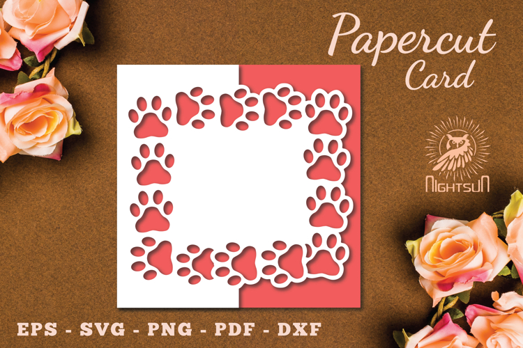 Paw Papercut Card SVG