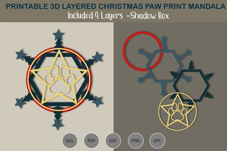 3D layered paw print mandala