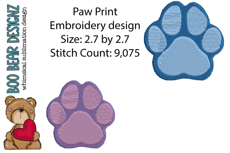 Dog Paw Print Embroidery design
