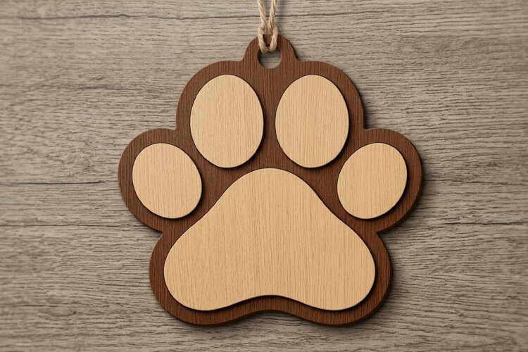 Paw Ornament SVG File, Christmas Laser Cut example image 1