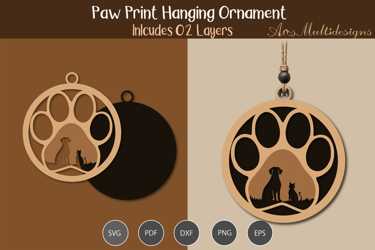 paw print ornament SVG