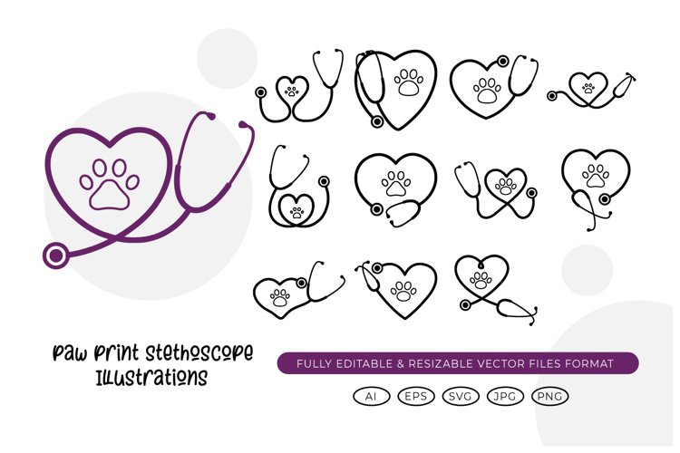 Paw Print Stethoscope Illustrations