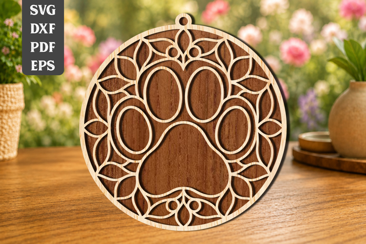 Paw Print Suncatcher Ornament SVG