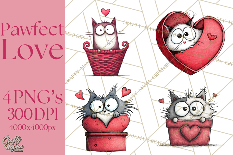 Colorful Valentine Dog and Cat Doodle Clipart PNG, Cute Pets