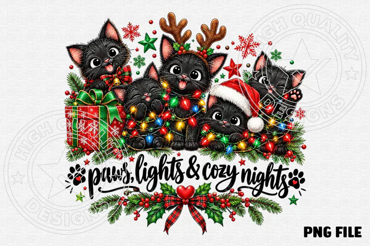 Paws, Lights & Cozy Nights PNG