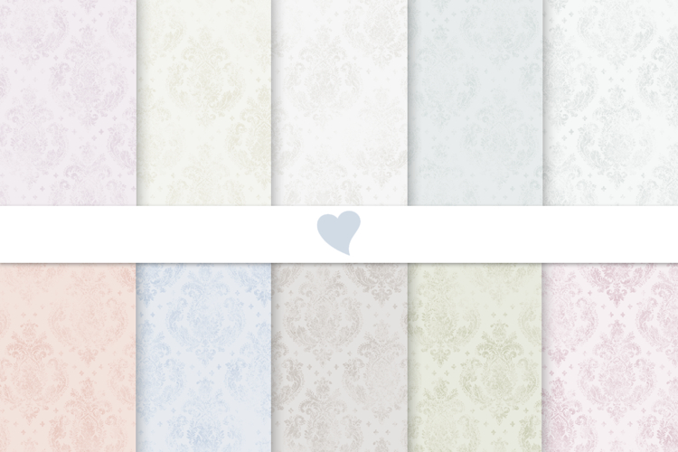Pastel tones damask seamless paper patterns