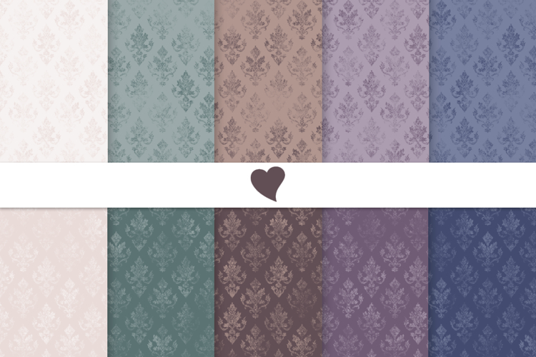 Moody tones damask seamless paper patterns