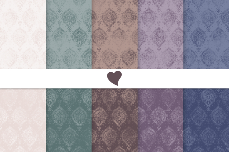 Moody tones damask seamless paper patterns