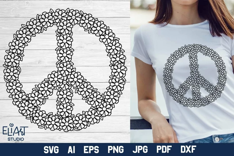 Peace Sign SVG | Floral SVG Peace Symbol Design
