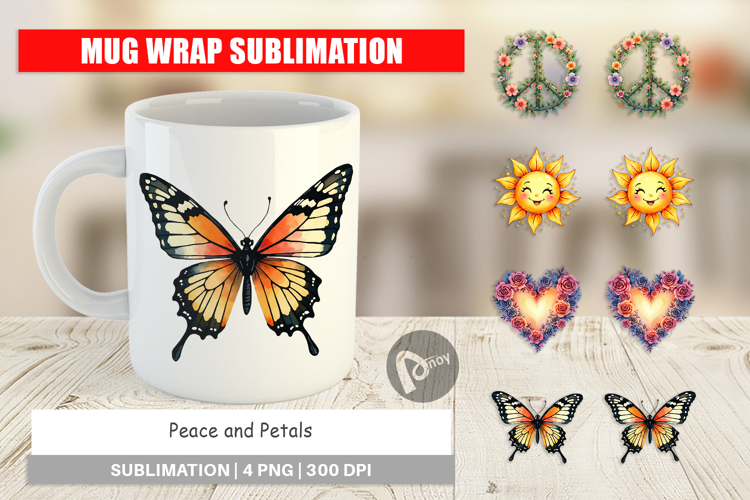Peace & Petals 70s Mug Wrap
