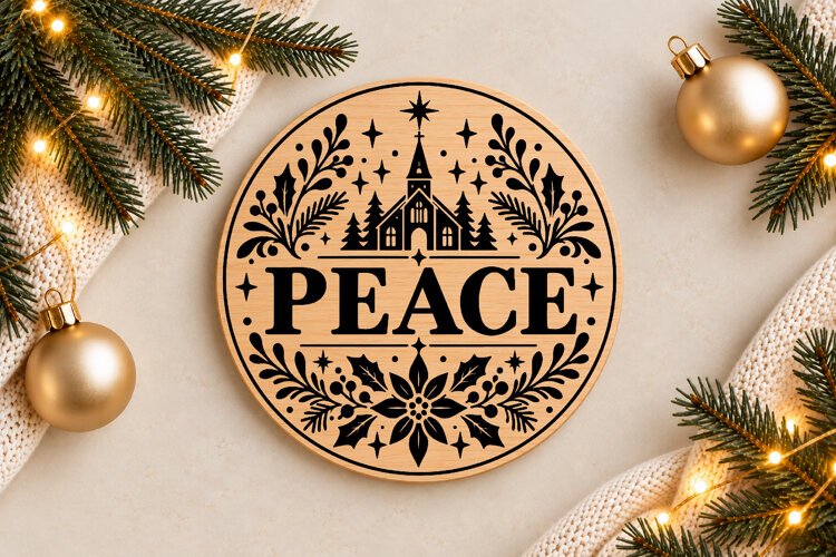 Peace Christmas Ornament Laser Cut SVG example image 1