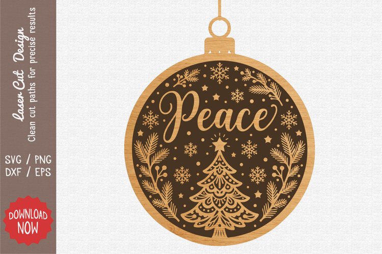 Peace Christmas Ornament SVG example image 1