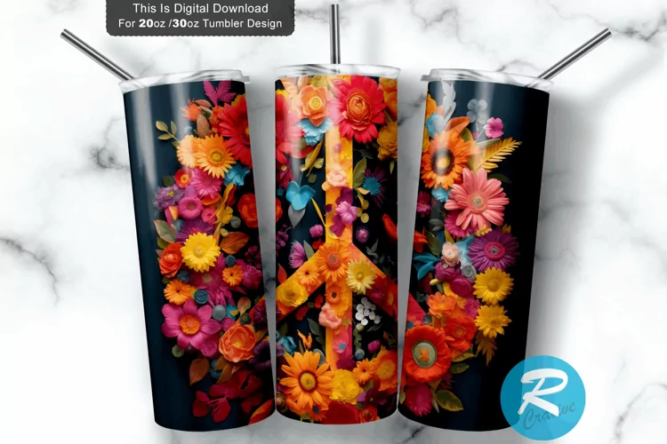Peace Floral Colorful 20oz/30oz Skinny Tumbler