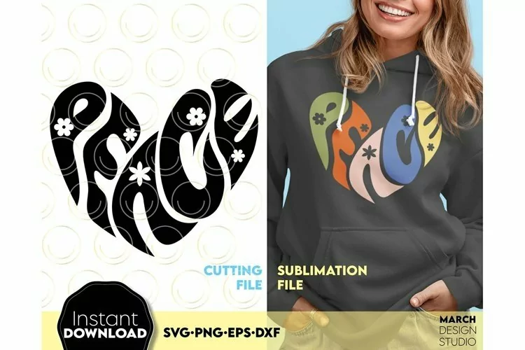 Love Peace SVG | Hippie SVG | Peace Heart SVG | Hippie Heart