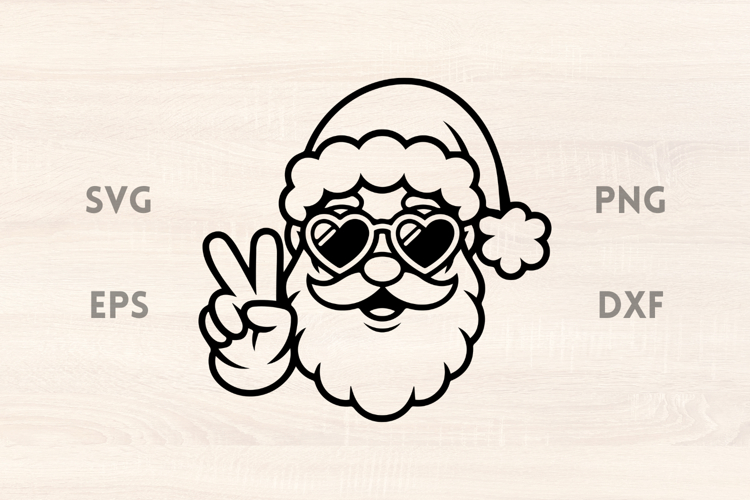 Peace Santa with Heart Sunglasses SVG