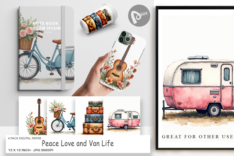 Peace Love Van Life Digital Paper